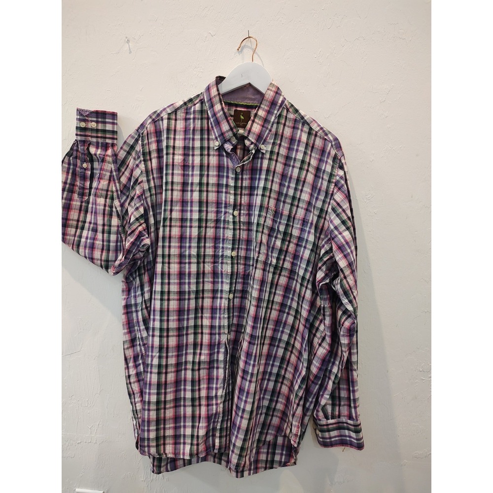 Tailorbyrd Mens Multicolor Plaid Button Down Collar Casual Shirt Cotton Sz XXL